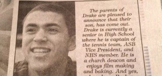 That time a proud mom placed a newspaper ad announcing her teen son had come out as gay