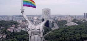 WATCH: LGBTQ activists use drone to place rainbow flag above city monument