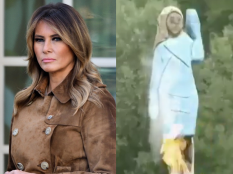 Someone torched that god-awful statue of Melania Trump in Slovenia