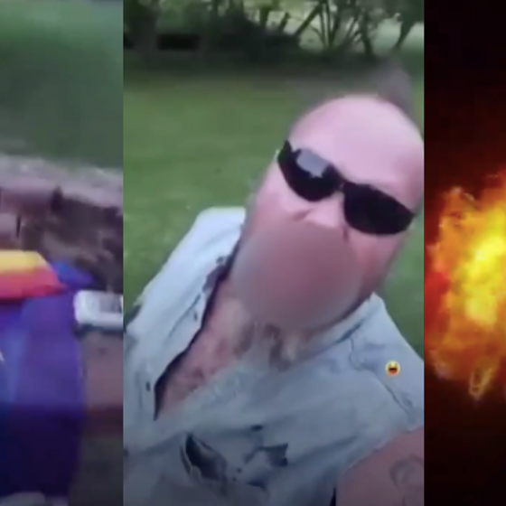 Guy who filmed himself yelling antigay slurs while burning rainbow flag says people are overreacting