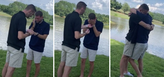 Boyfriend bursts into tears as partner asks him to marry in viral video