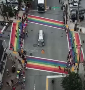 WATCH: Moving moment John Lewis’ hearse paused on Atlanta’s rainbow crosswalks