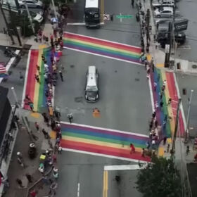 WATCH: Moving moment John Lewis’ hearse paused on Atlanta’s rainbow crosswalks