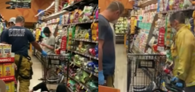 Anti-masker rams woman with shopping cart, gets pepper-spayed, bursts out sobbing