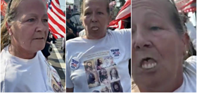 WATCH: Karen’s dentures keep falling out as she screams racist chants at a Trump rally