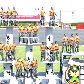 Thousands of cops strip down for Egypt’s super antigay president in bizarre totally-not-gay parade