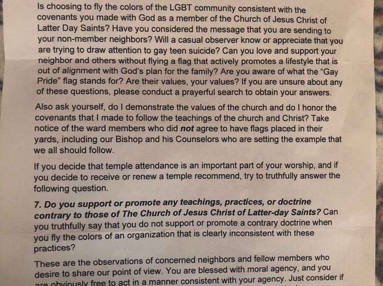 Pride flag causes uproar, anonymous letters in a Utah neighborhood