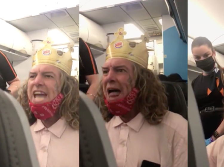 Toxic white male in paper hat kicked off flight for having racist temper tantrum before takeoff