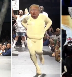 Trump and Biden face off on a ballroom runway in viral video