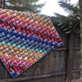 This rainbow flannel quilt may be the best-ever gift for two brides