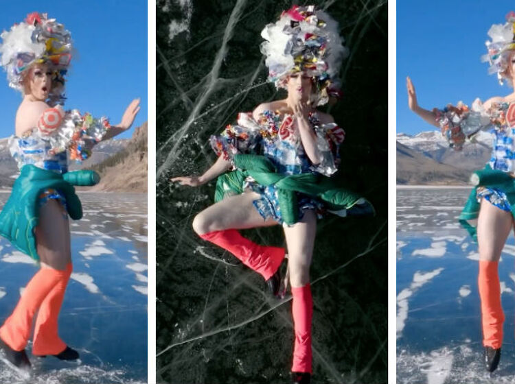 A drag queen wild skating in the mountains is what you need to see today