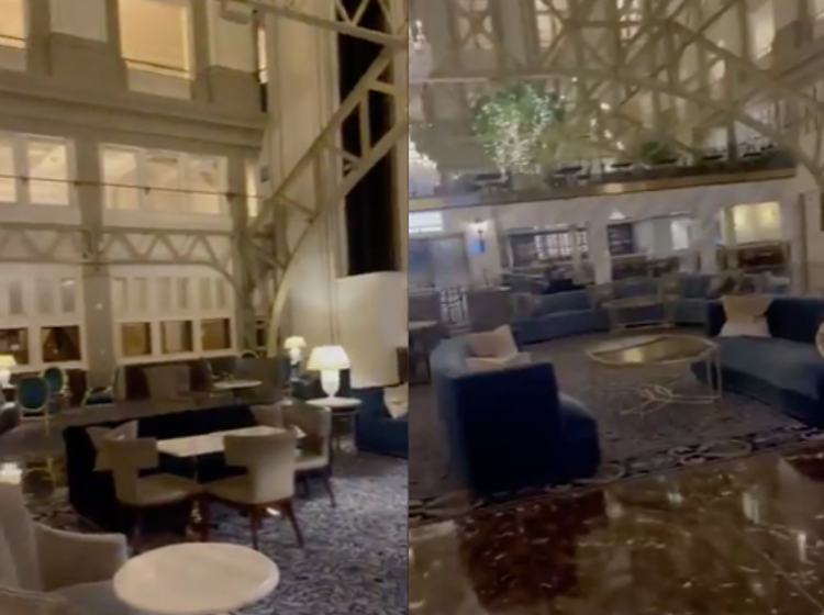 Viral video from inside the lobby of Trump’s namesake D.C. hotel shows a barren and empty landscape
