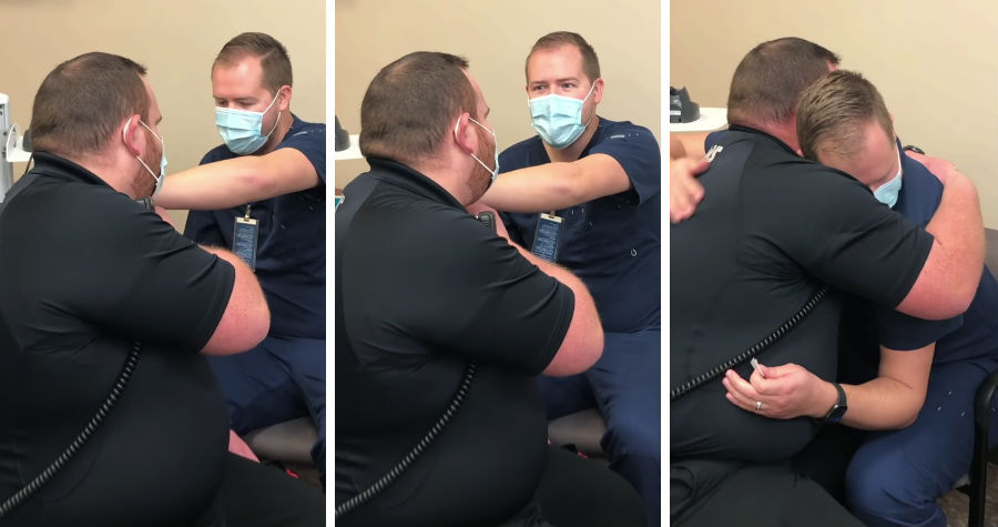 WATCH: Vaccine appointment turns into an unexpected marriage proposal