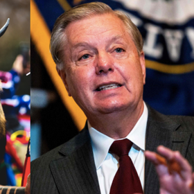 Why is Lindsey Graham so obsessed with the shirtless, horned “QAnon Shaman”?