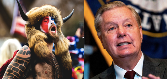 Why is Lindsey Graham so obsessed with the shirtless, horned “QAnon Shaman”?