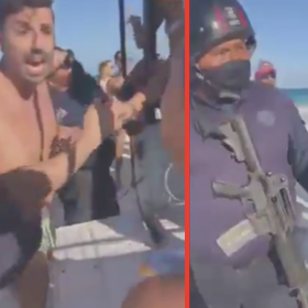Gay couple arrested by officers with machine guns for kissing on the beach in Mexico