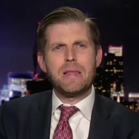 Emotional Eric Trump goes on weird tangent about how his “beloved” daddy is a “father to America”