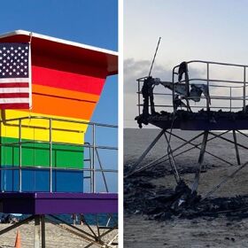 Rainbow lifeguard hut burns down in Long Beach, and Mayor suspects a hate crime