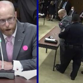 Concerned father arrested while peacefully testifying against Arkansas trans health care ban