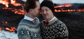Same-sex couple marry next to erupting, Icelandic volcano