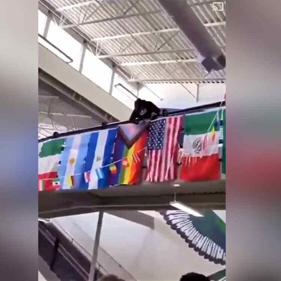 WATCH: High school students cheer as a classmate defiles the pride flag