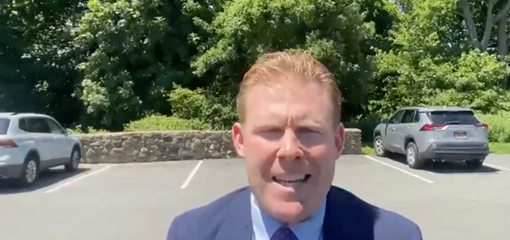 Andrew Giuliani sweats profusely in hot suburban parking lot while ranting about dad’s legal woes
