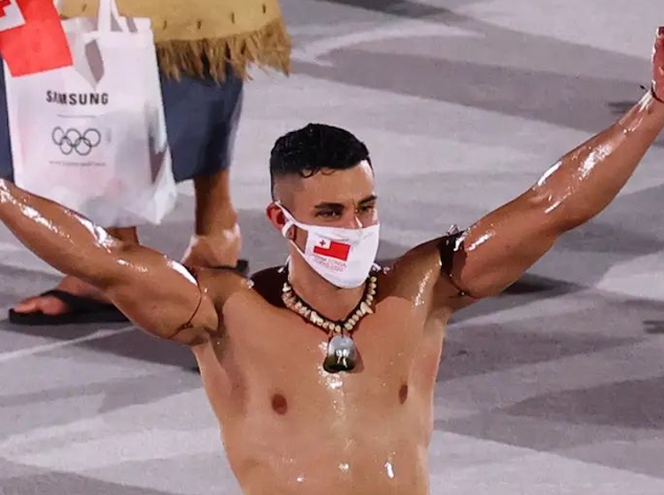 PHOTOS: Tongan flag bearer returns to Olympics, more oiled-up than ever