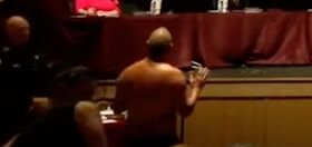 Dad strips to underwear at school board meeting to make a point about anti-maskers