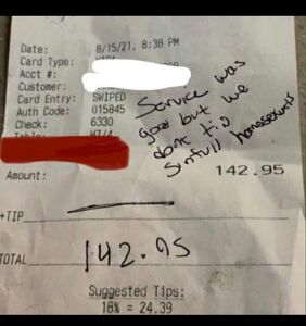 Gay waiter who received homophobic message in place of tip receives over $4,500 in donations