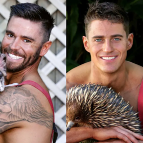 PHOTOS: Hunky shirtless firefighters cuddle with animals. Nothing more, nothing less.