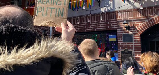LGBTQ activists protest in support of Ukraine at Stonewall Inn