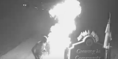 Arsonist almost sets himself on fire trying to burn down a Pride flag display