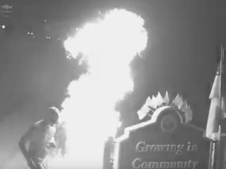 Arsonist almost sets himself on fire trying to burn down a Pride flag display