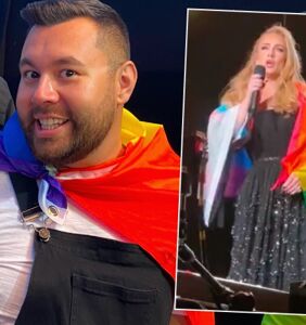 Adele makes fan’s dreams come true after asking to borrow his pride flag