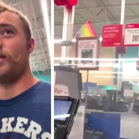 WATCH: Right-wing troll demands store employees remove their Pride flag