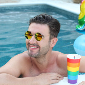 Twitter can’t decide whether these color-coded drinking cups at a gay party are fun or tacky
