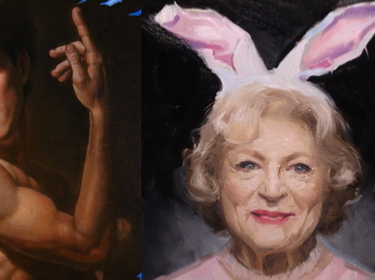 What’s gay adult star Sean Ford doing in a gallery near Betty White in bunny ears?