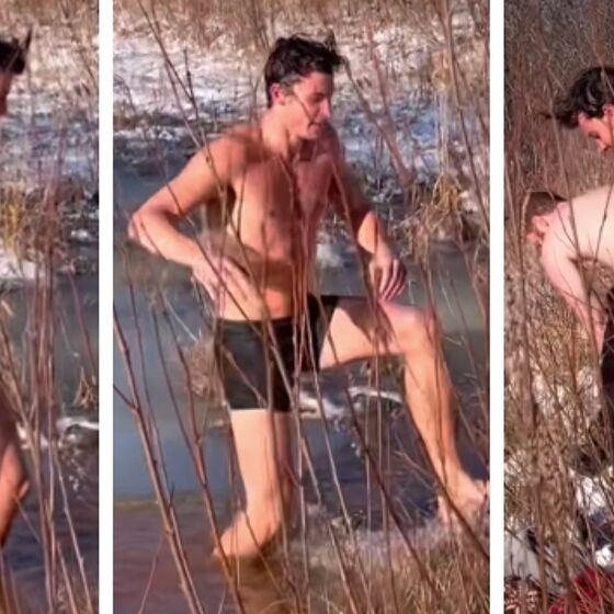 Shawn Mendes strips and goes for a dip in ice-cold river
