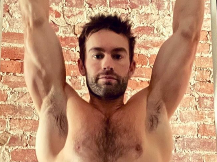 Chace Crawford shows off his hairy pits and abs in grey sweatpants & he’s got all ‘The Boys’ drooling