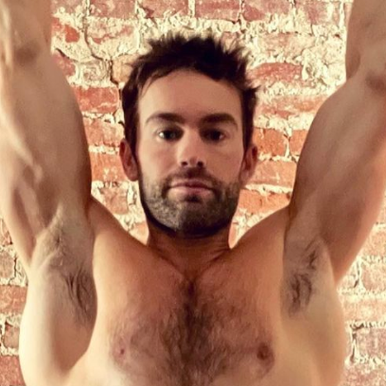 Chace Crawford shows off his hairy pits and abs in grey sweatpants & he’s got all ‘The Boys’ drooling