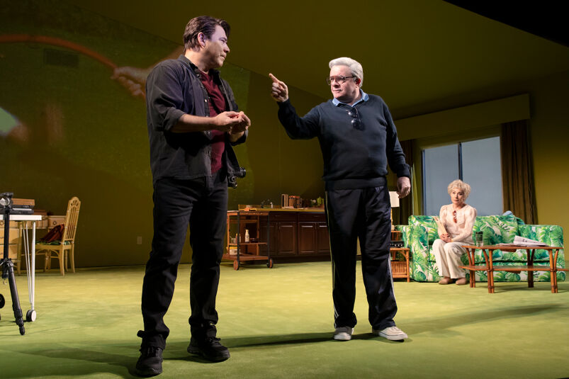 Danny Burstein, Nathan Lane, and Zoe Wanamaker in 'Pictures From Home' on Broadway