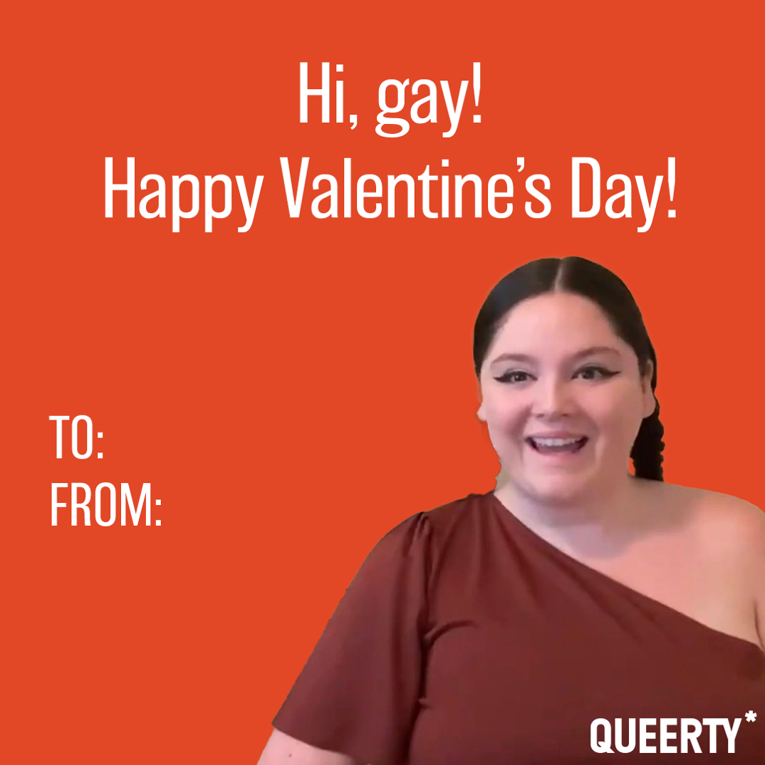 Meg Stalter Valentine "Hi, gay! Happy Valentine's Day!"