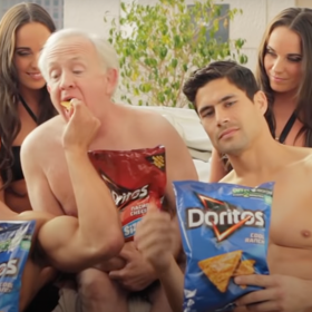 That time Leslie Jordan got naked between two hot guys then stuffed his face with Doritos in a Super Bowl commercial