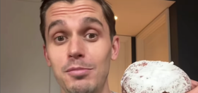 Antoni Porowski tries to eat a donut without licking his lips to help the LGBTQ+ community