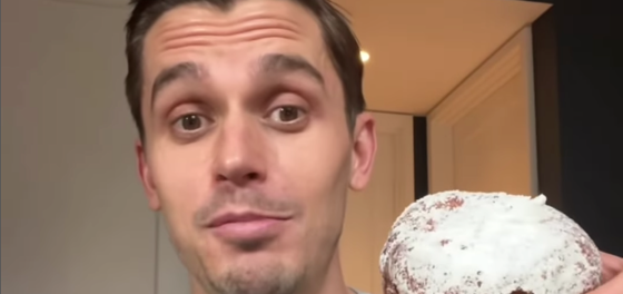 Antoni Porowski tries to eat a donut without licking his lips to help the LGBTQ+ community