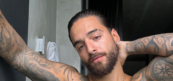 Maluma flashes his hairy pits and tatted abs in nothing but a towel and now we’re drenched