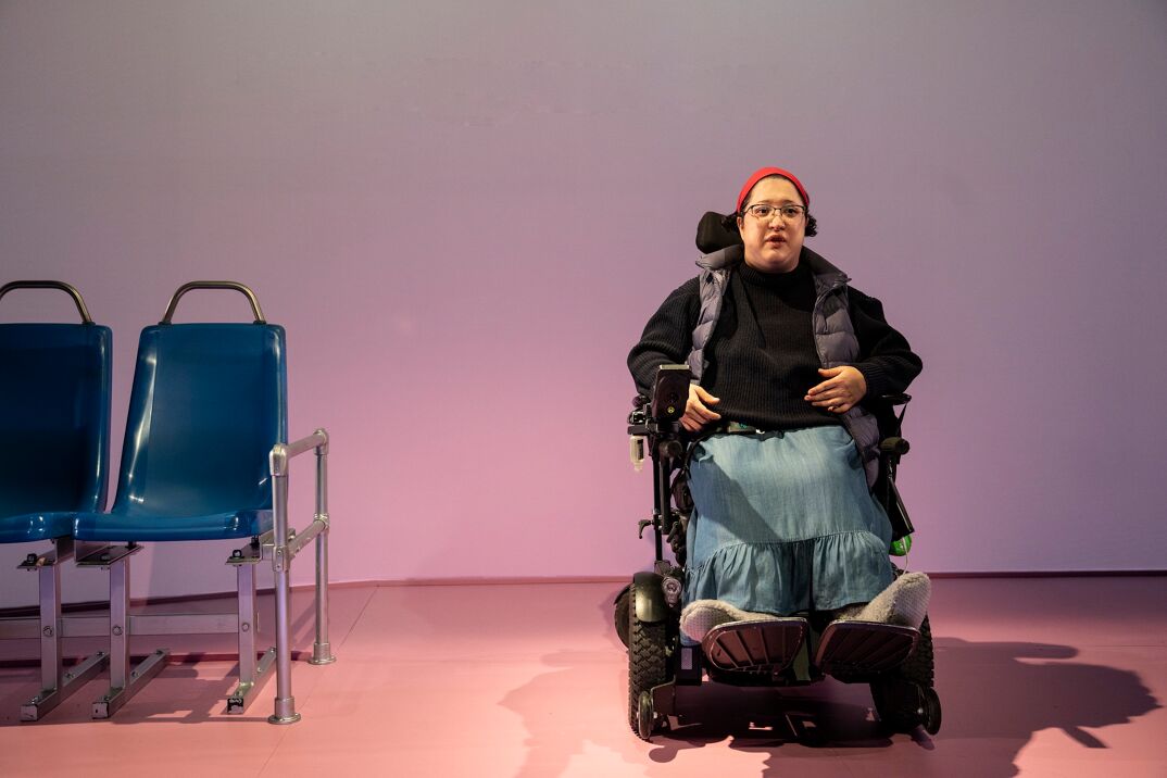 Performer Alejandra Ospina in The Public Theater and The Bushwick Starr's production of Dark Disabled Stories