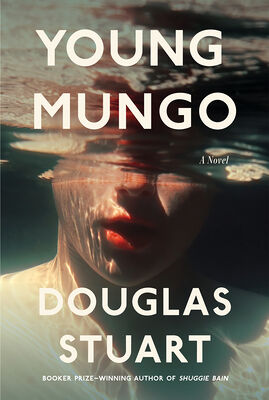 On the cover of 'Young Mungo,' a young man is seen floating, half submerged in water.