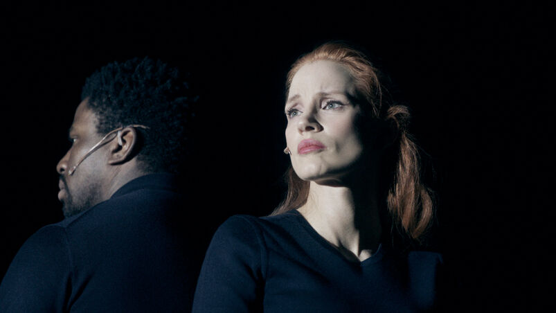 Okieriete Onaodowan, left, and Jessica Chastain in the Broadway revival of 'A Doll’s House.' Photo courtesy of 'A Doll’s House'