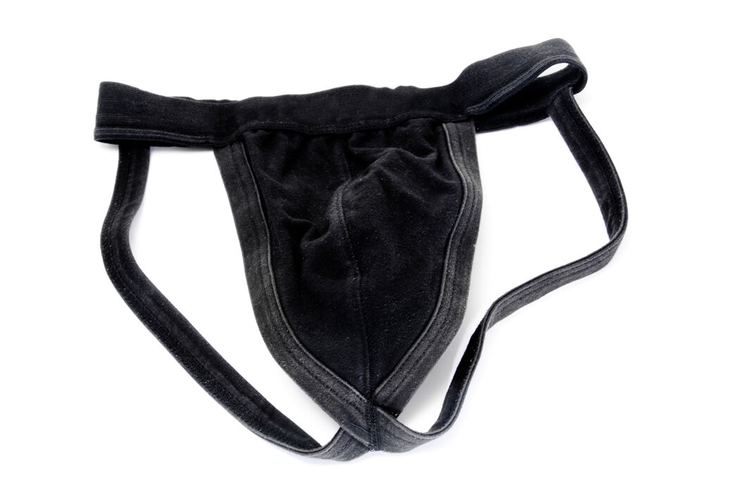 A black jockstrap isolated on a white background